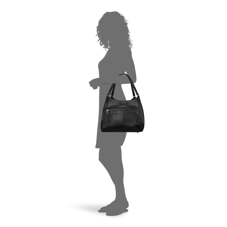 Champs Handbags Black Champs Gala Leather Hobo Bag