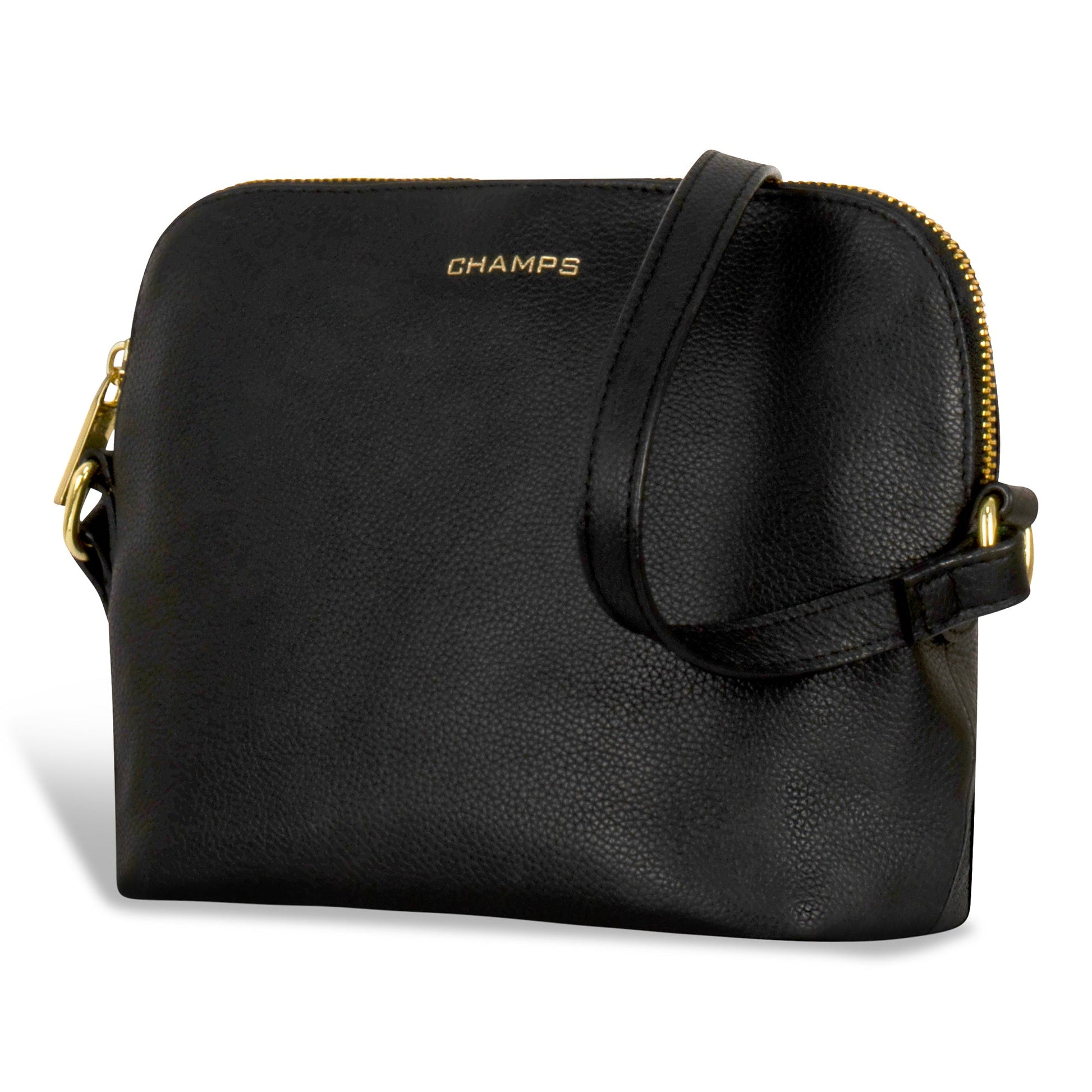 Champs Handbags Black Champs Gala Leather Top-Zip Shoulder Bag