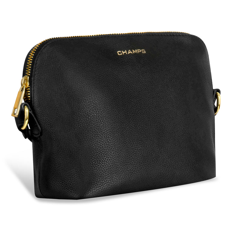 Champs Handbags Black Champs Gala Leather Top-Zip Shoulder Bag
