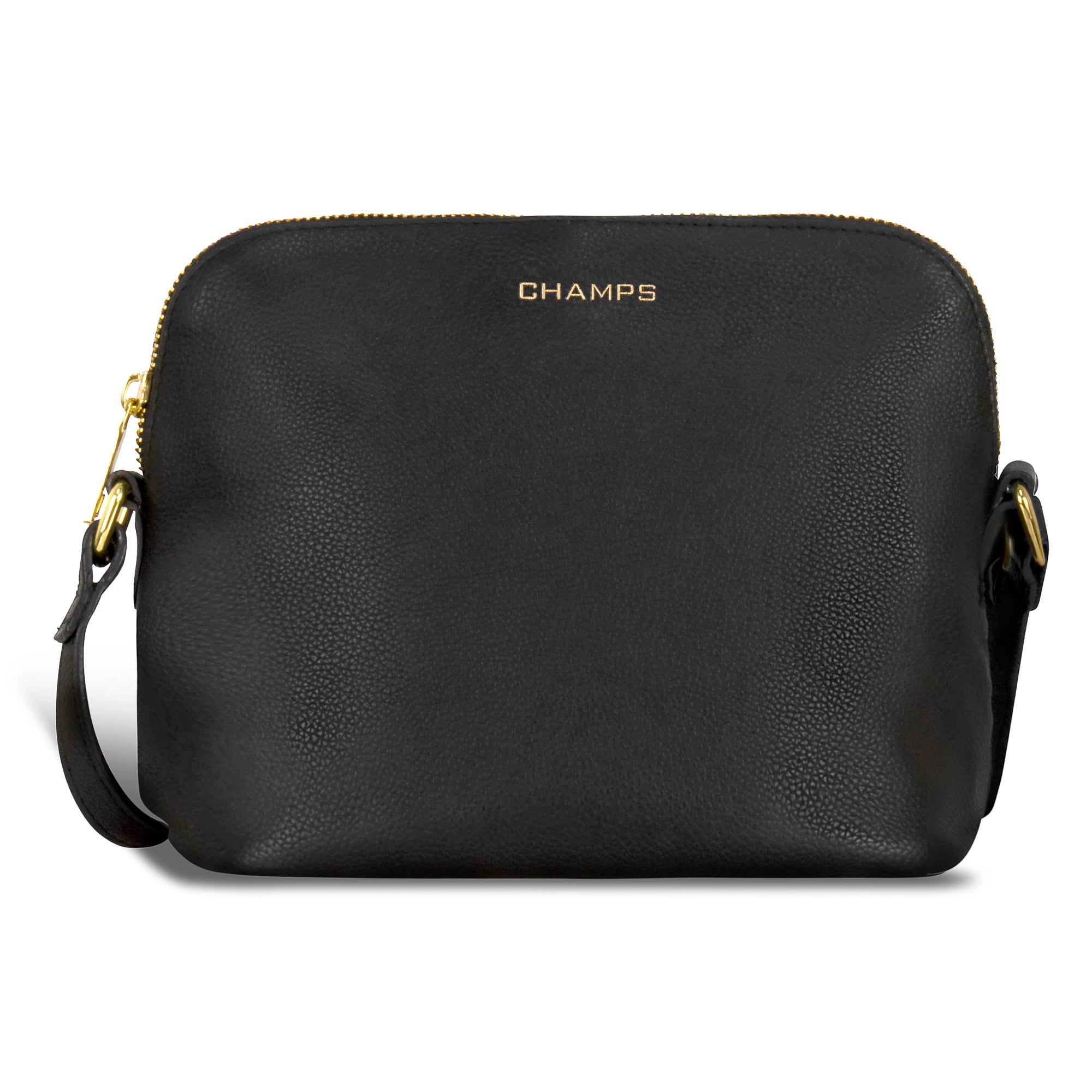 Champs Handbags Black Champs Gala Leather Top-Zip Shoulder Bag