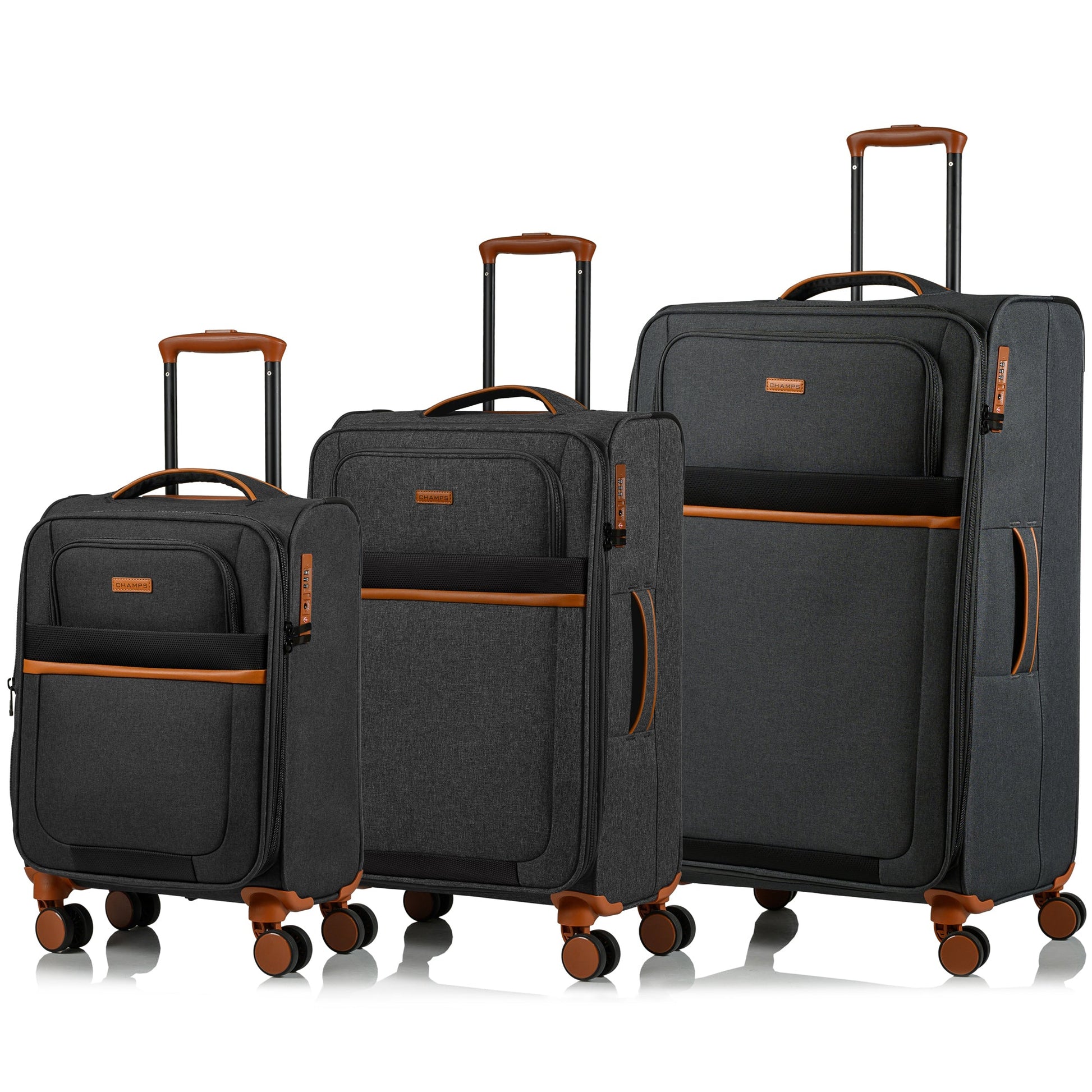 Champs Luggage Black Champs Classic II Expandable 3-Piece Luggage Set