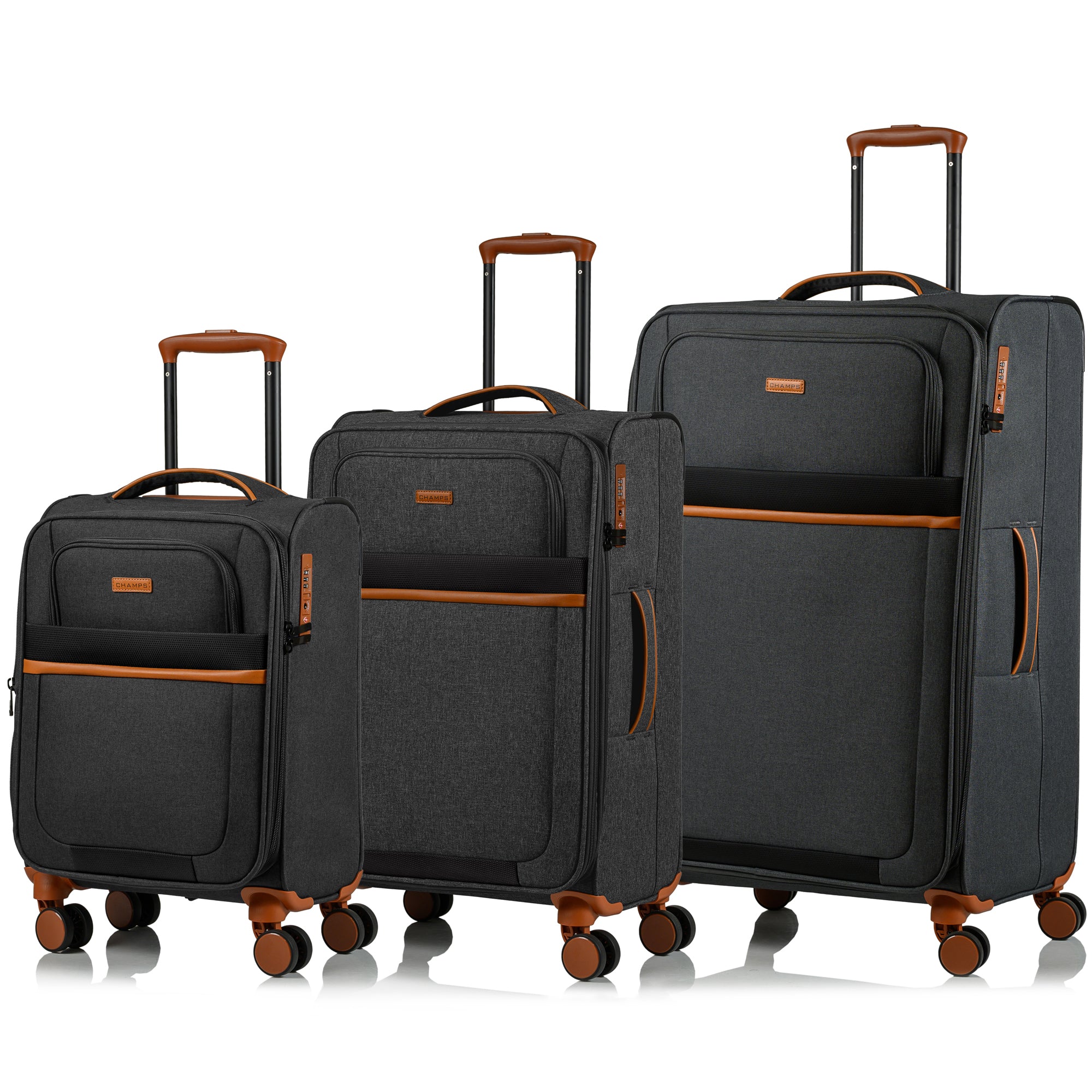 Champs Luggage Black Champs Classic II Expandable 3-Piece Luggage Set