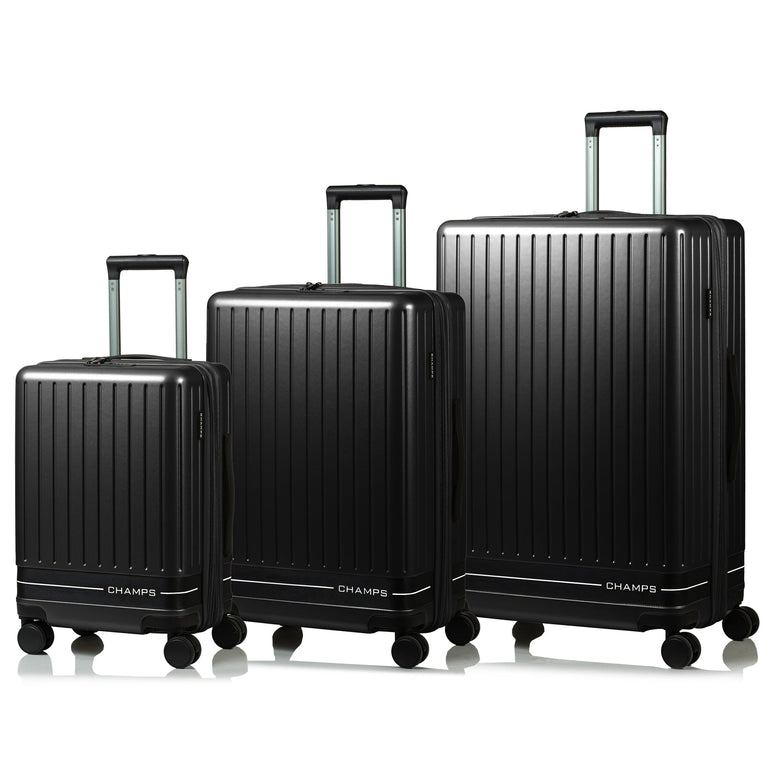 Champs Luggage Black Champs Fresh II Expandable 3-Piece Luggage Set
