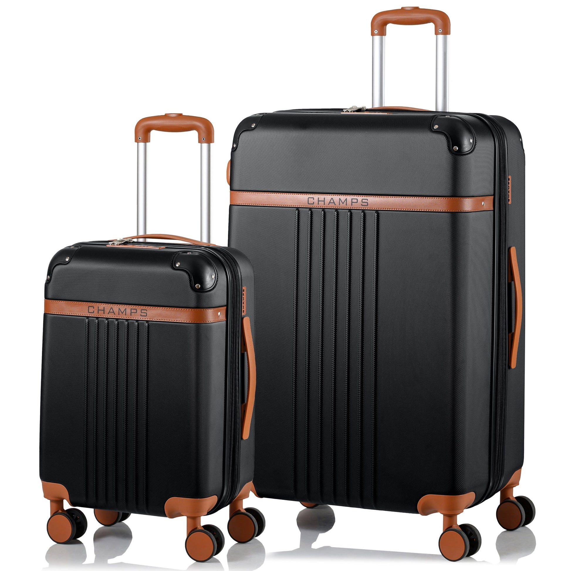 Champs Luggage Black Champs Vintage Expandable 2-Piece Luggage Set (Carry-On & Large)