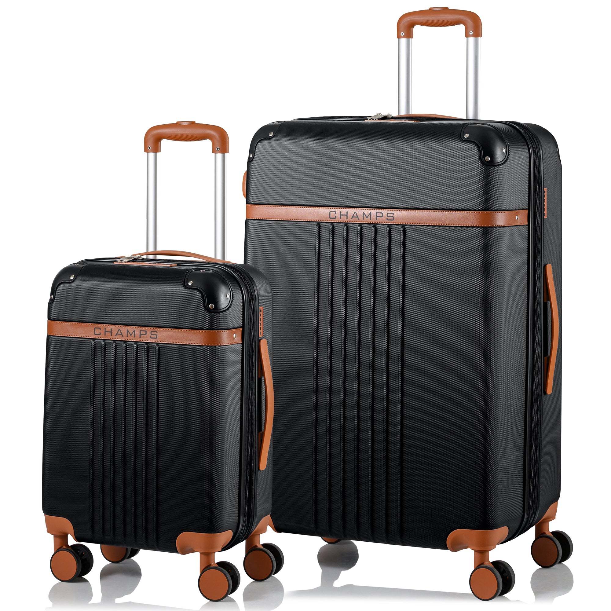 Champs Luggage Black Champs Vintage Expandable 2-Piece Luggage Set (Carry-On & Large)