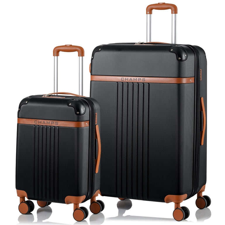 Champs Luggage Black Champs Vintage Expandable 2-Piece Luggage Set (Carry-On & Large)