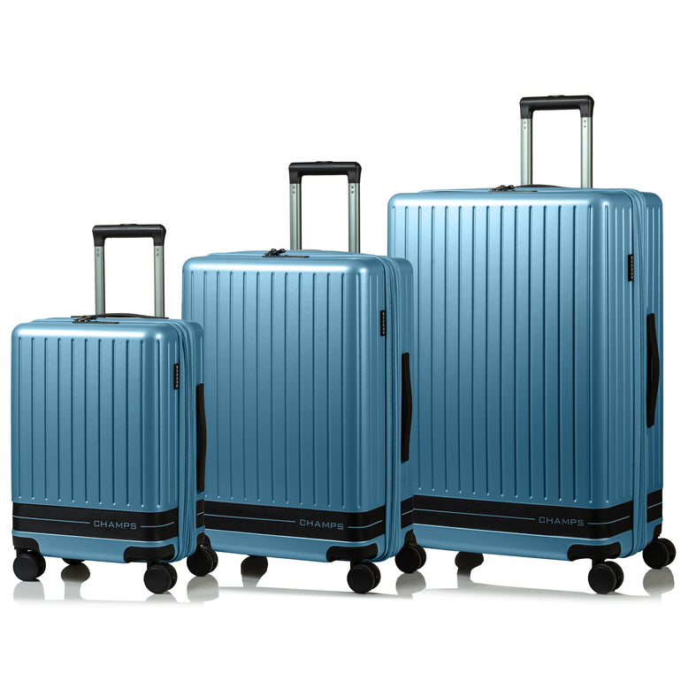 Champs Luggage Blue Champs Fresh II Expandable 3-Piece Luggage Set