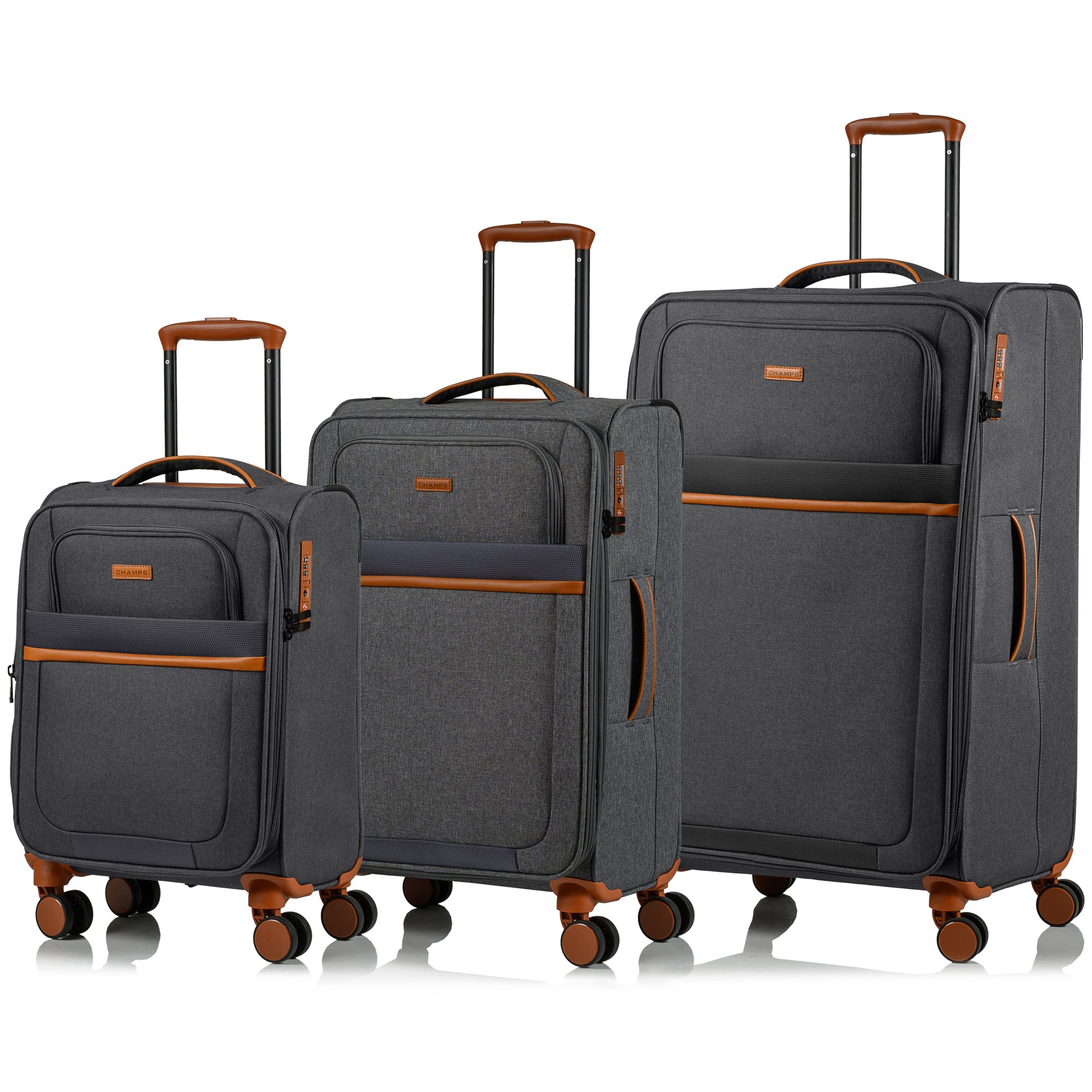 Champs Luggage Grey Champs Classic II Expandable 3-Piece Luggage Set