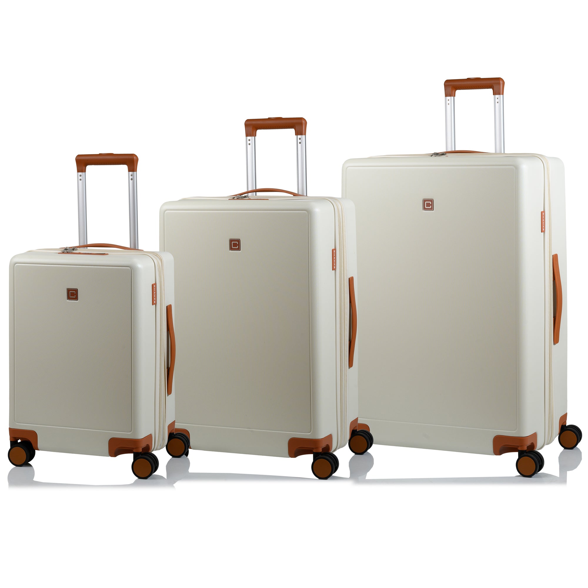Champs Luggage Ivory/Tan Champs Vintage Muse Expandable 3-Piece Luggage Set
