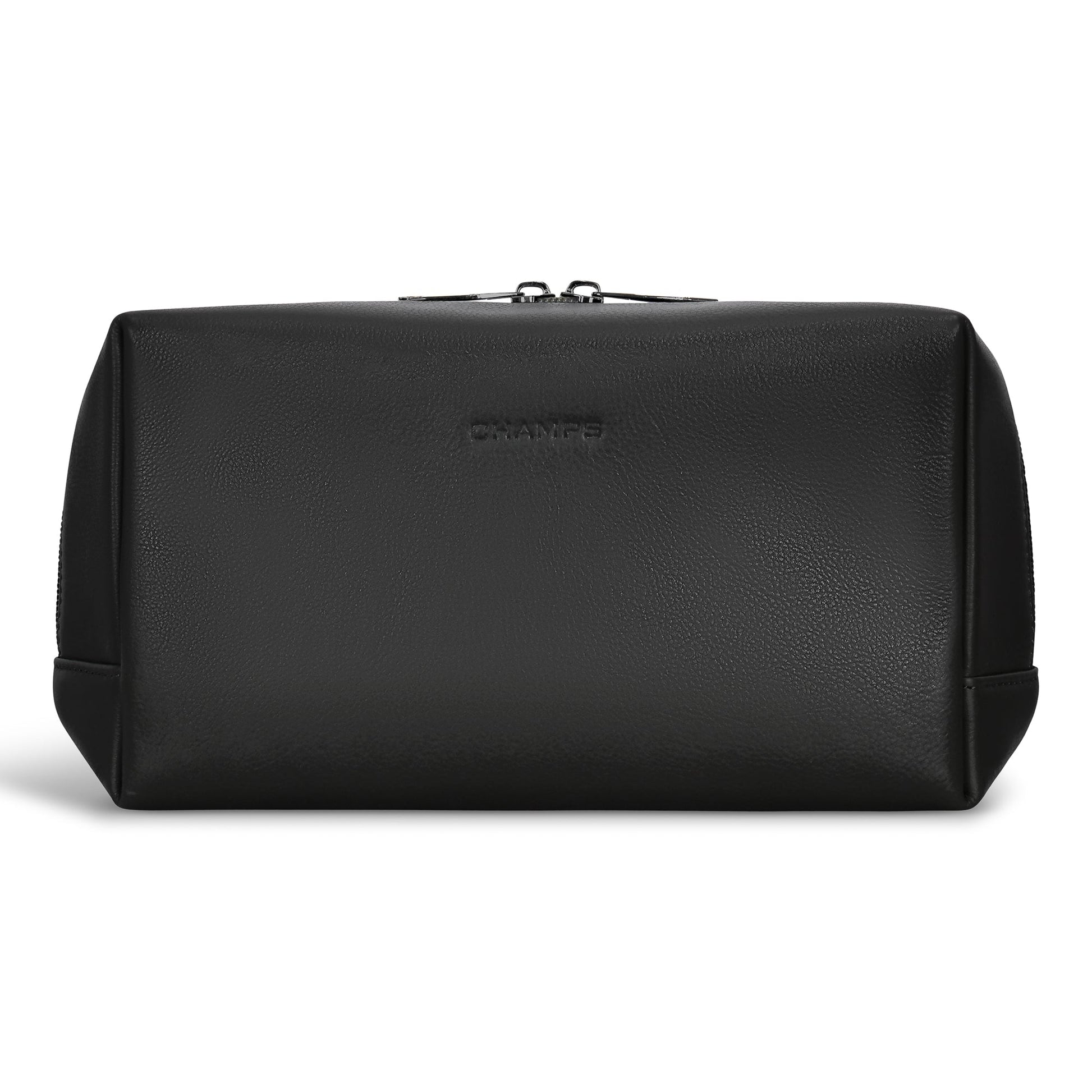 Champs Travel Accessories Black Champs Onyx Leather Toiletry Bag