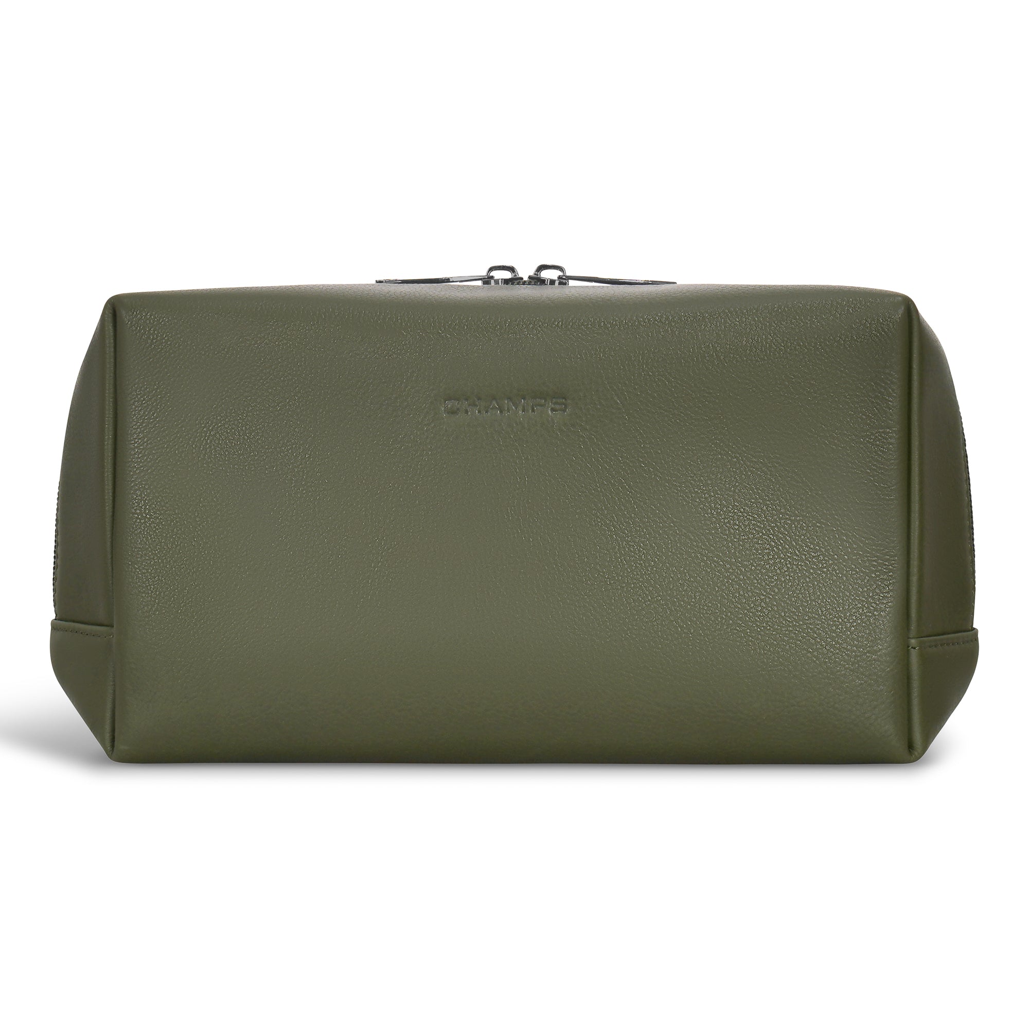 Champs Travel Accessories Khaki Champs Onyx Leather Toiletry Bag