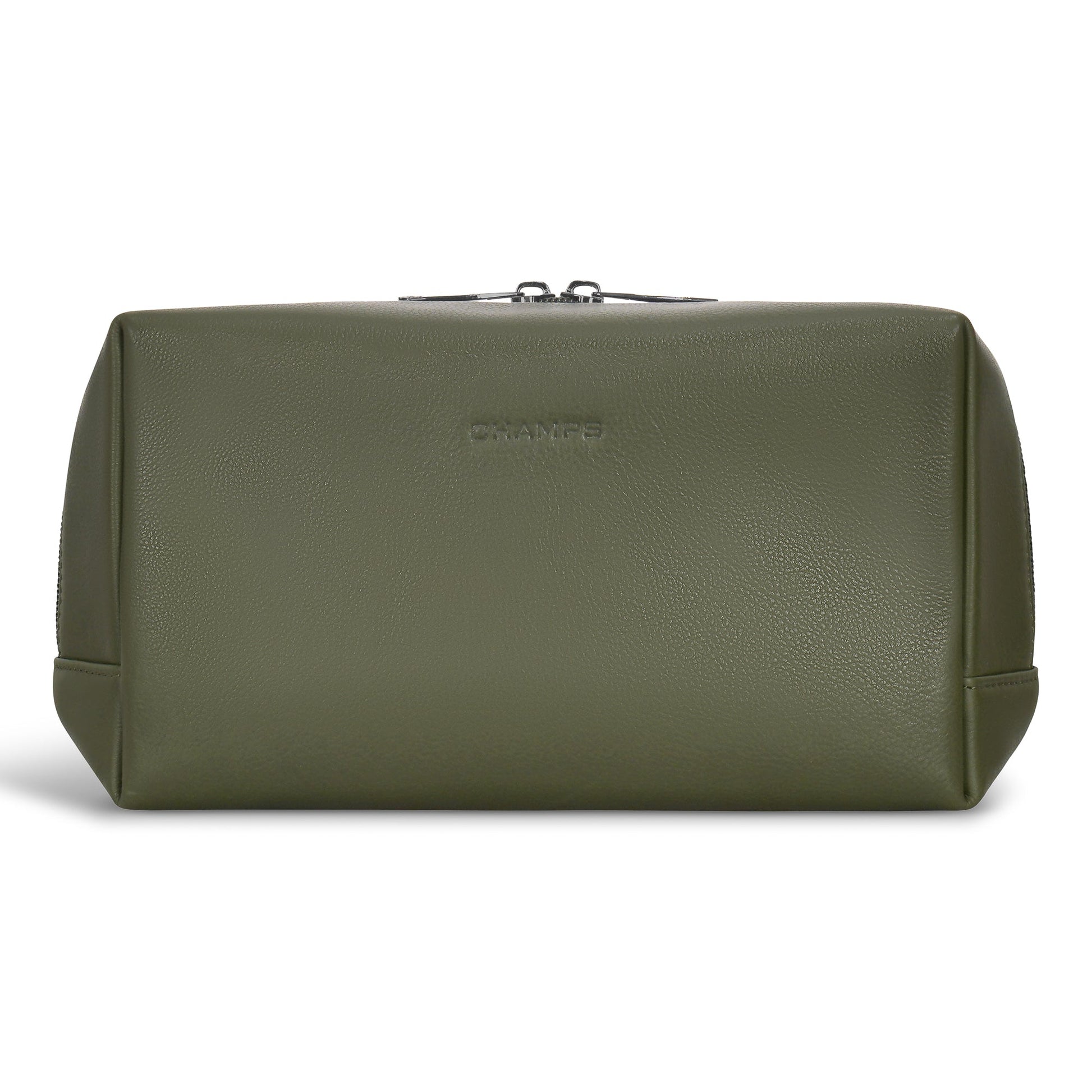 Champs Travel Accessories Khaki Champs Onyx Leather Toiletry Bag