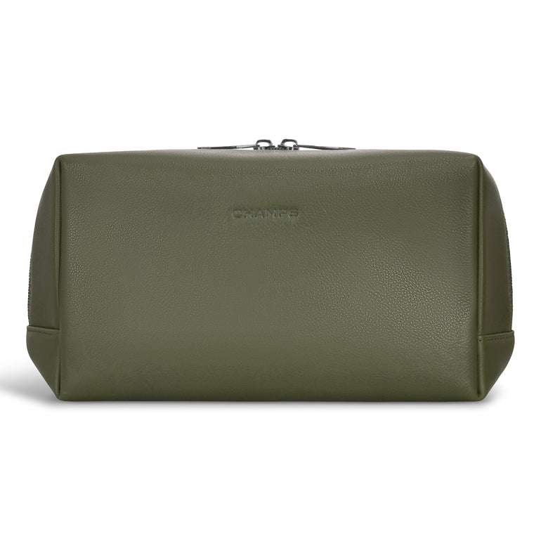 Champs Travel Accessories Khaki Champs Onyx Leather Toiletry Bag