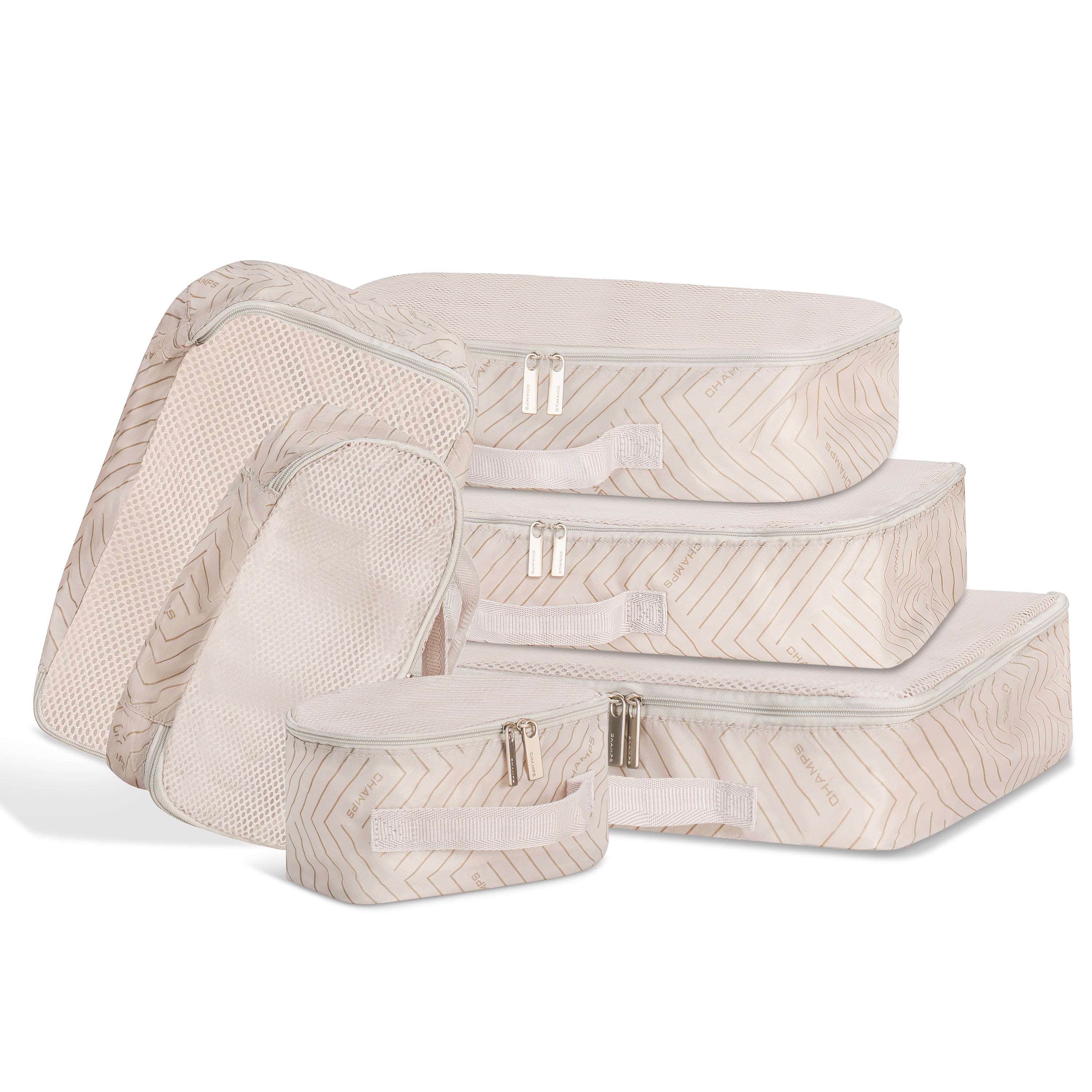 Champs Travel Accessories Off White Champs Vintage Travel Packing Cubes 6-Piece Set