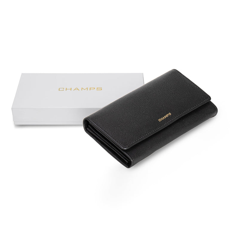 Champs Wallets Black Champs Gala Leather Flap-Clutch Wallet