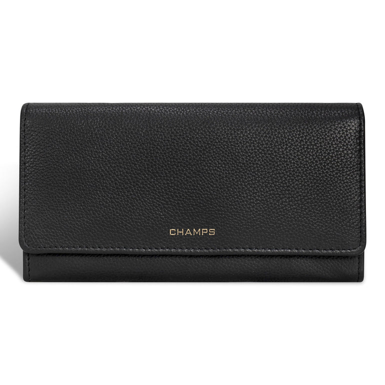 Champs Wallets Black Champs Gala Leather Flap-Clutch Wallet