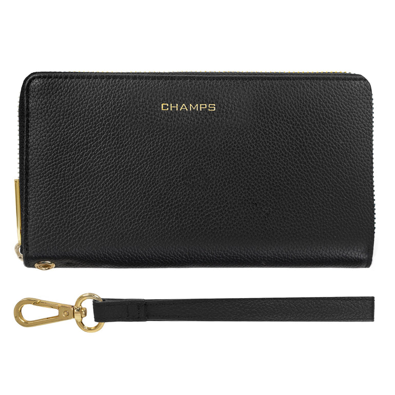 Champs Wallets Black Champs Gala Leather Zip-Clutch Wallet