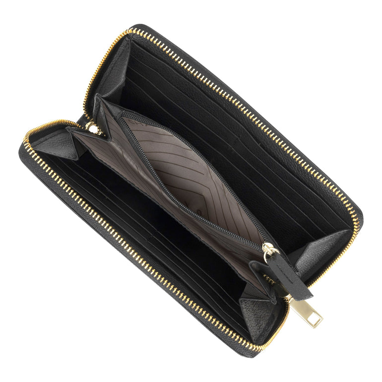 Champs Wallets Black Champs Gala Leather Zip-Clutch Wallet