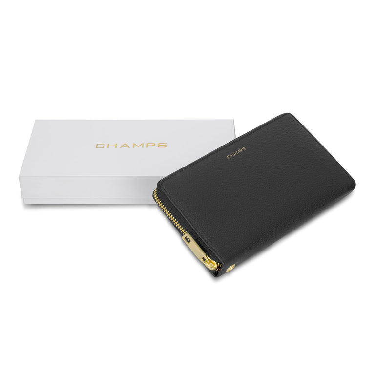 Champs Wallets Black Champs Gala Leather Zip-Clutch Wallet