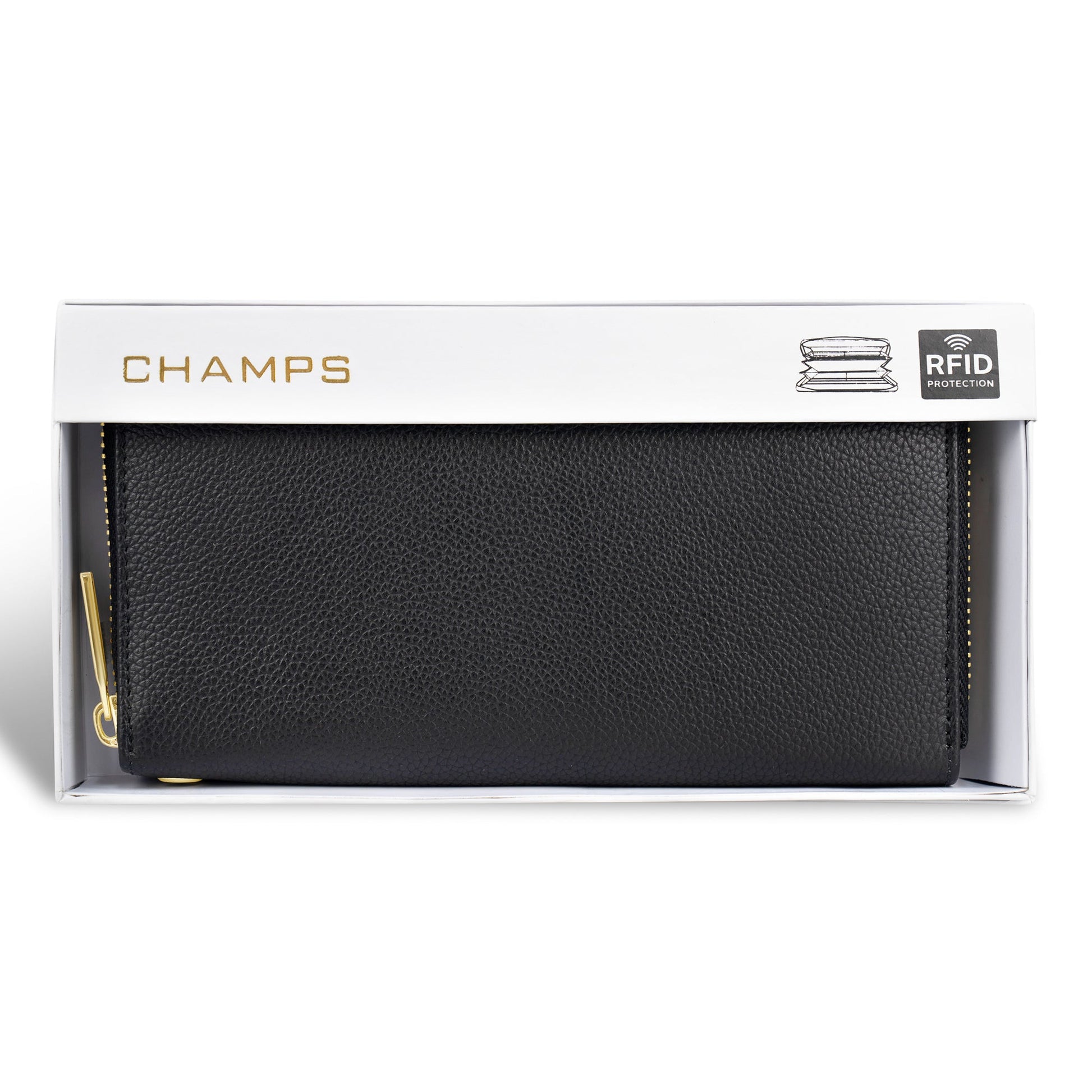 Champs Wallets Black Champs Gala Leather Zip-Clutch Wallet
