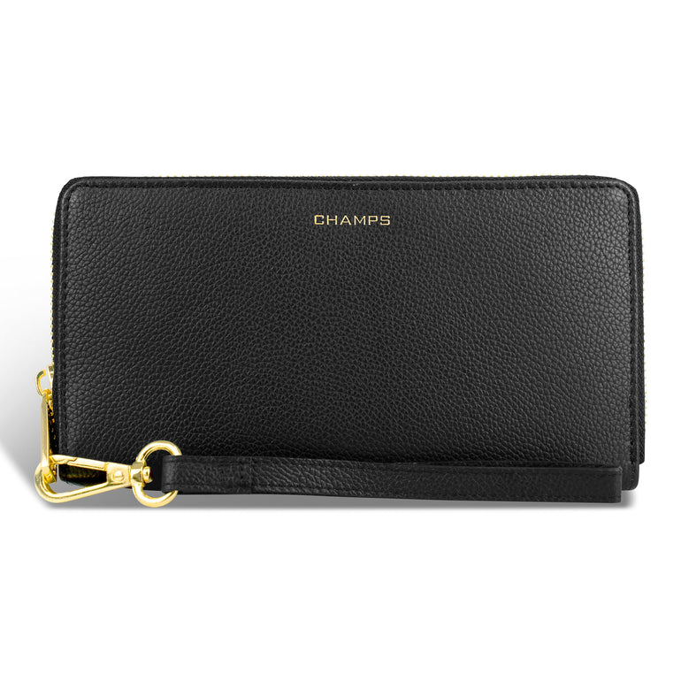 Champs Wallets Black Champs Gala Leather Zip-Clutch Wallet