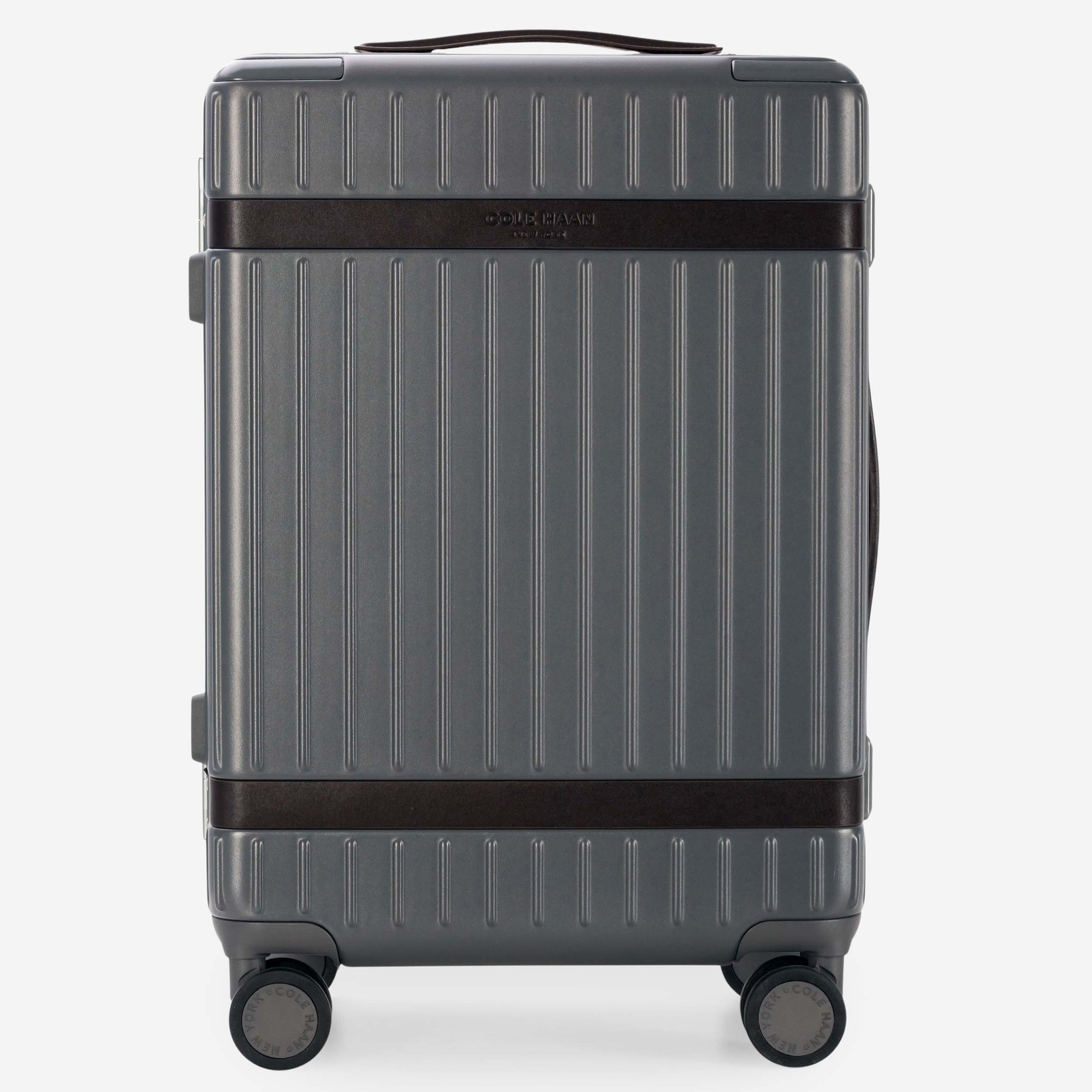 Cole Haan Luggage Gray Pinstripe/DNA Dark Chocolate Cole Haan Legacy Grand Pro Premium Hardside Carry-On Luggage