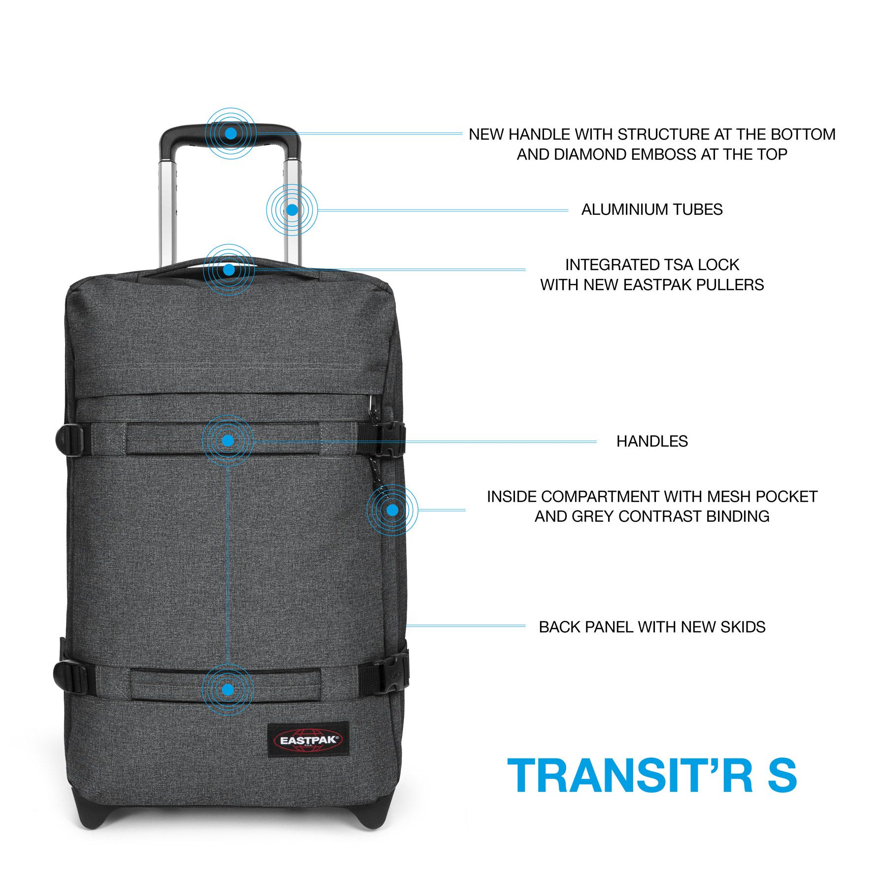 Eastpak Luggage Black Denim Eastpak Transit'R S - Black Denim