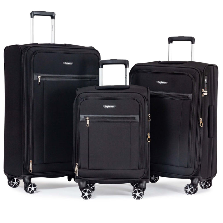 Explorer Luggage Black Explorer Onyx Expandable 3-Piece Luggage Set