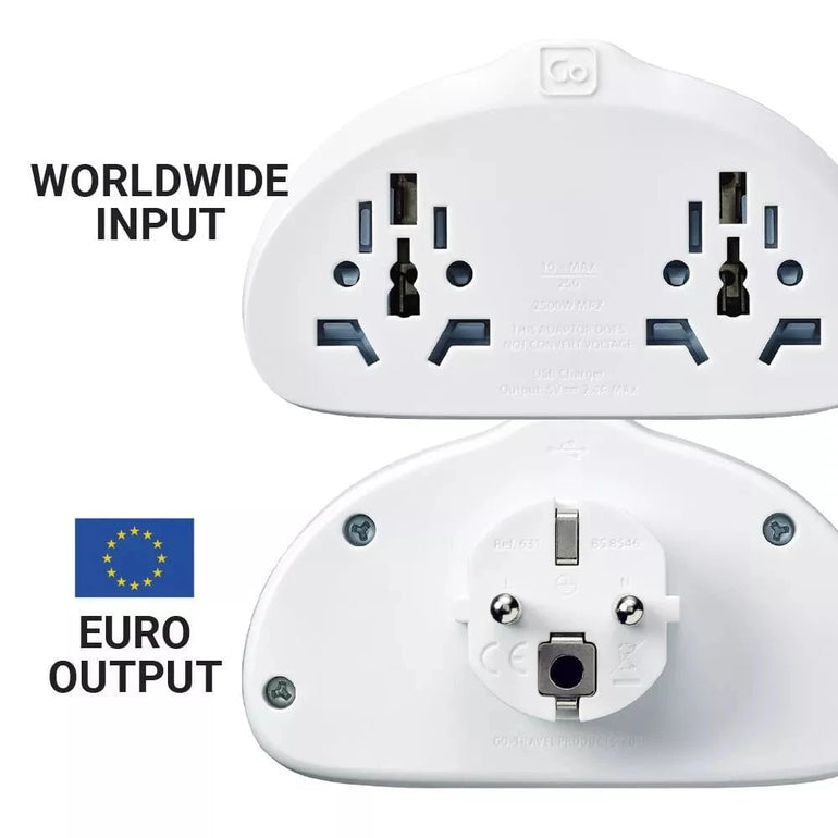 Go Travel Adapter White Go Travel World-EU Adaptor Duo + USB