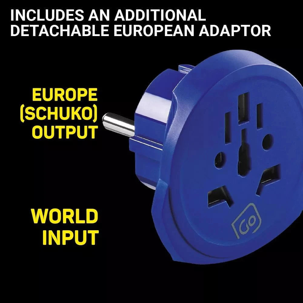 Go Travel Adapters White/Blue Go Travel Worldwide Adaptor + USB-A & USB-C