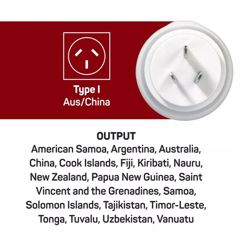 Go Travel Adapters White Go Travel USA -AUS/China Adaptor