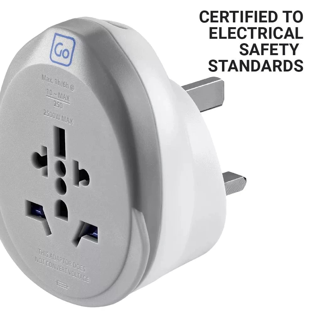 Go Travel Adapters White/Grey Go Travel World-UK USB-C Adaptor + (25W)