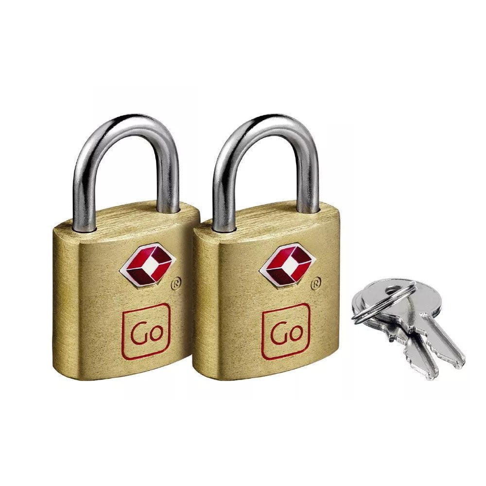 Go Travel Locks Brass Go Travel Classic Brass Key Twin Padlocks TSA