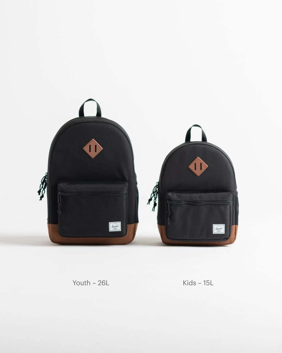 Herschel Backpacks Black/Saddle Brown Herschel Heritage Kids Backpack - Black/Saddle Brown