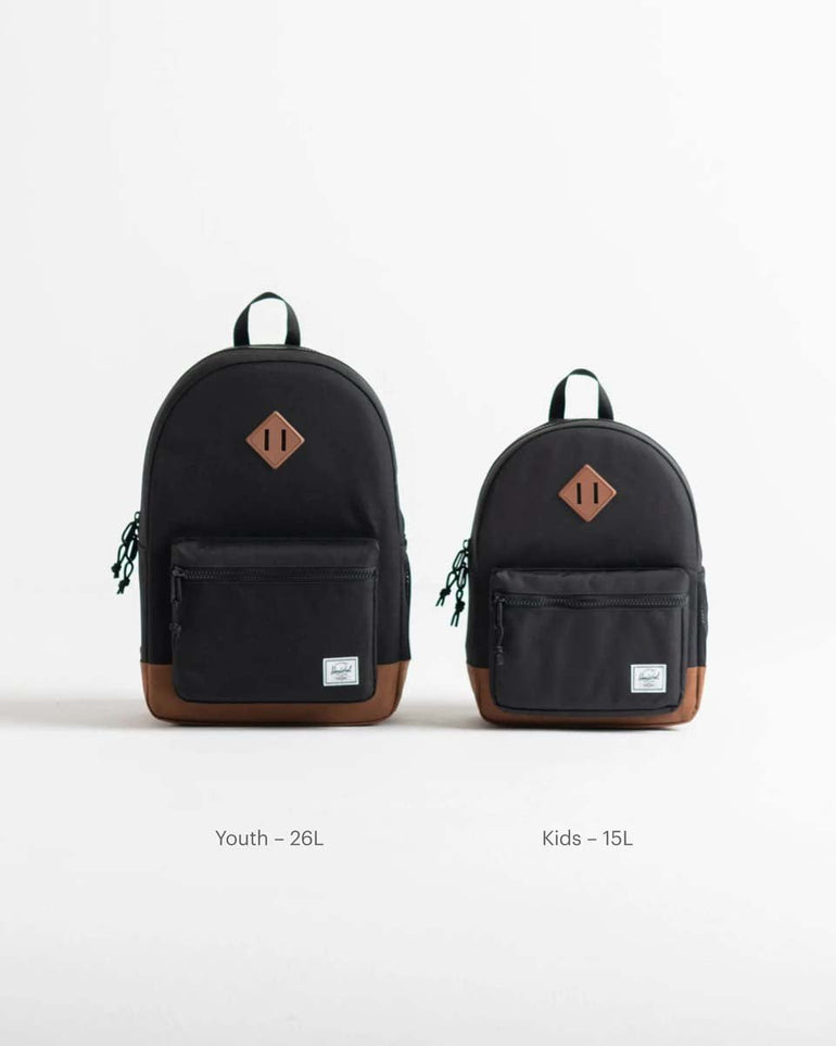 Herschel Backpacks Black/Saddle Brown Herschel Heritage Kids Backpack - Black/Saddle Brown