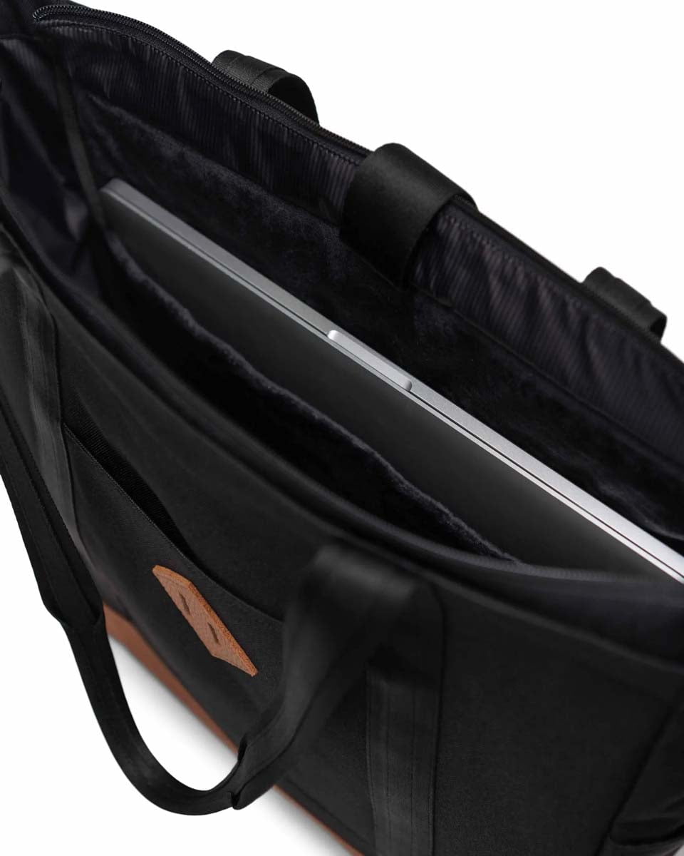 Herschel Tote Bag Black/Saddle Brown Herschel Heritage Tote - Black/Saddle Brown