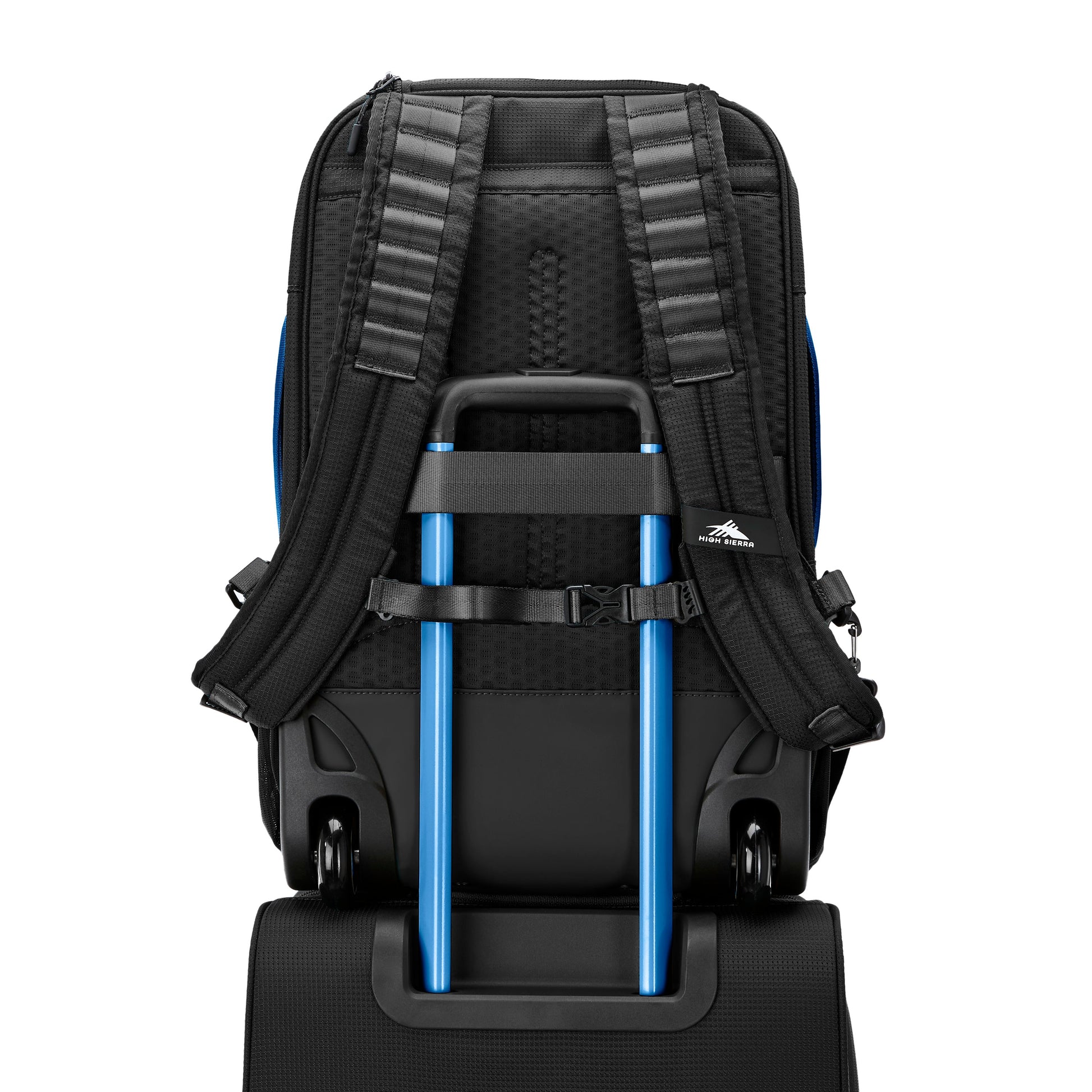 High Sierra Backpack on Wheels Black/Blue High Sierra Hi-Life 3-in-1 Convertible Wheeled Backpack