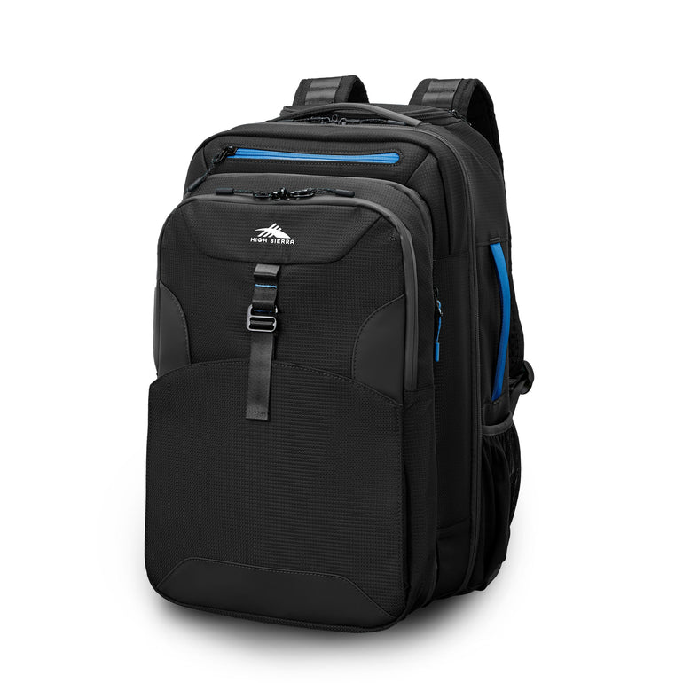 High Sierra Backpack on Wheels Black/Blue High Sierra Hi-Life 3-in-1 Convertible Wheeled Backpack