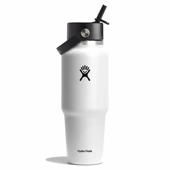 Hydro Flask Water Bottles White Hydro Flask 32oz Wide Mouth Flex Straw Cap Travel Bottle
