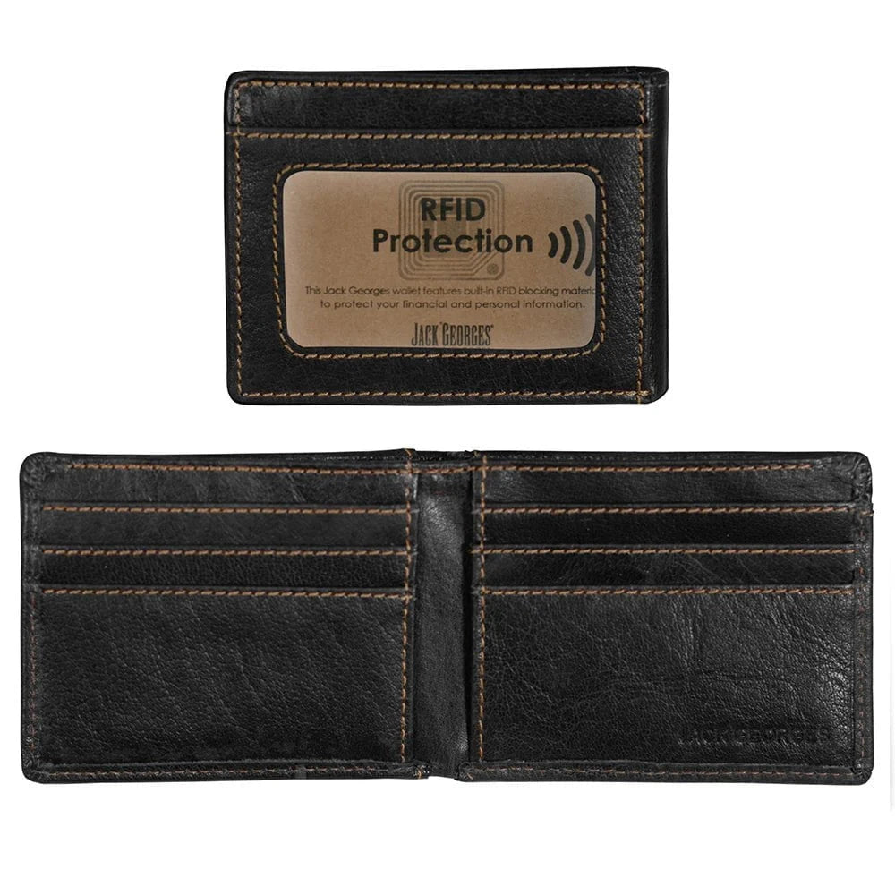 Jack Georges Wallets Black Jack Georges Voyager Slim Bifold Wallet