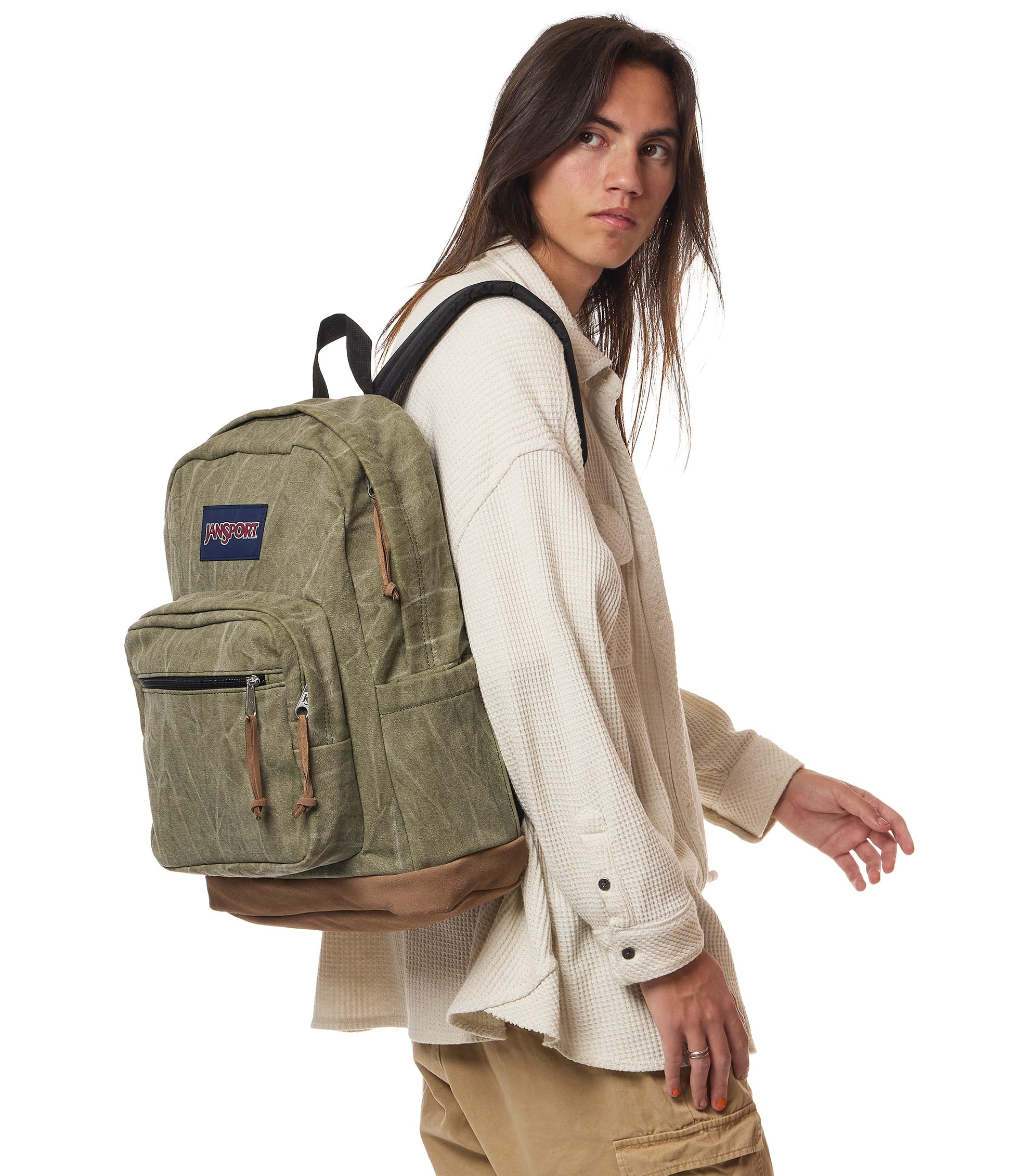 Jansport Backpacks Aged Canvas Green JanSport Right Pack Expressions - Aged Canvas Green