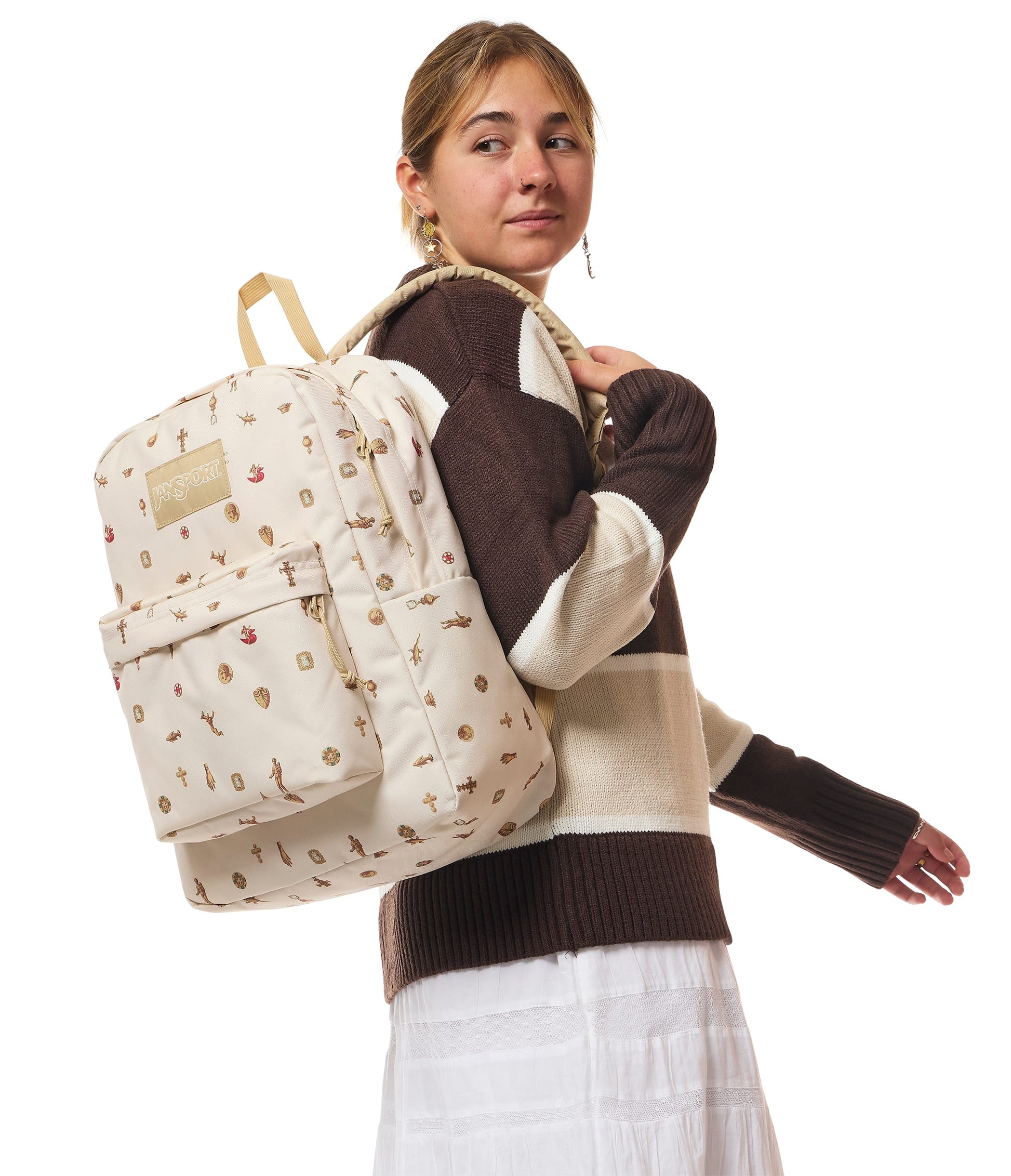 Jansport Backpacks Gilded Relics Moon Flower JanSport SuperBreak Plus Backpack - Gilded Relics Moon Flower