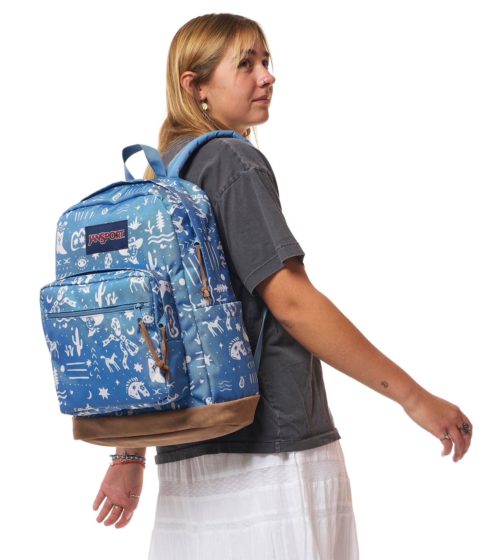 Jansport Backpacks Yeehaw and Horses Elemental Blue JanSport Right Pack Backpack - Yeehaw and Horses Elemental Blue