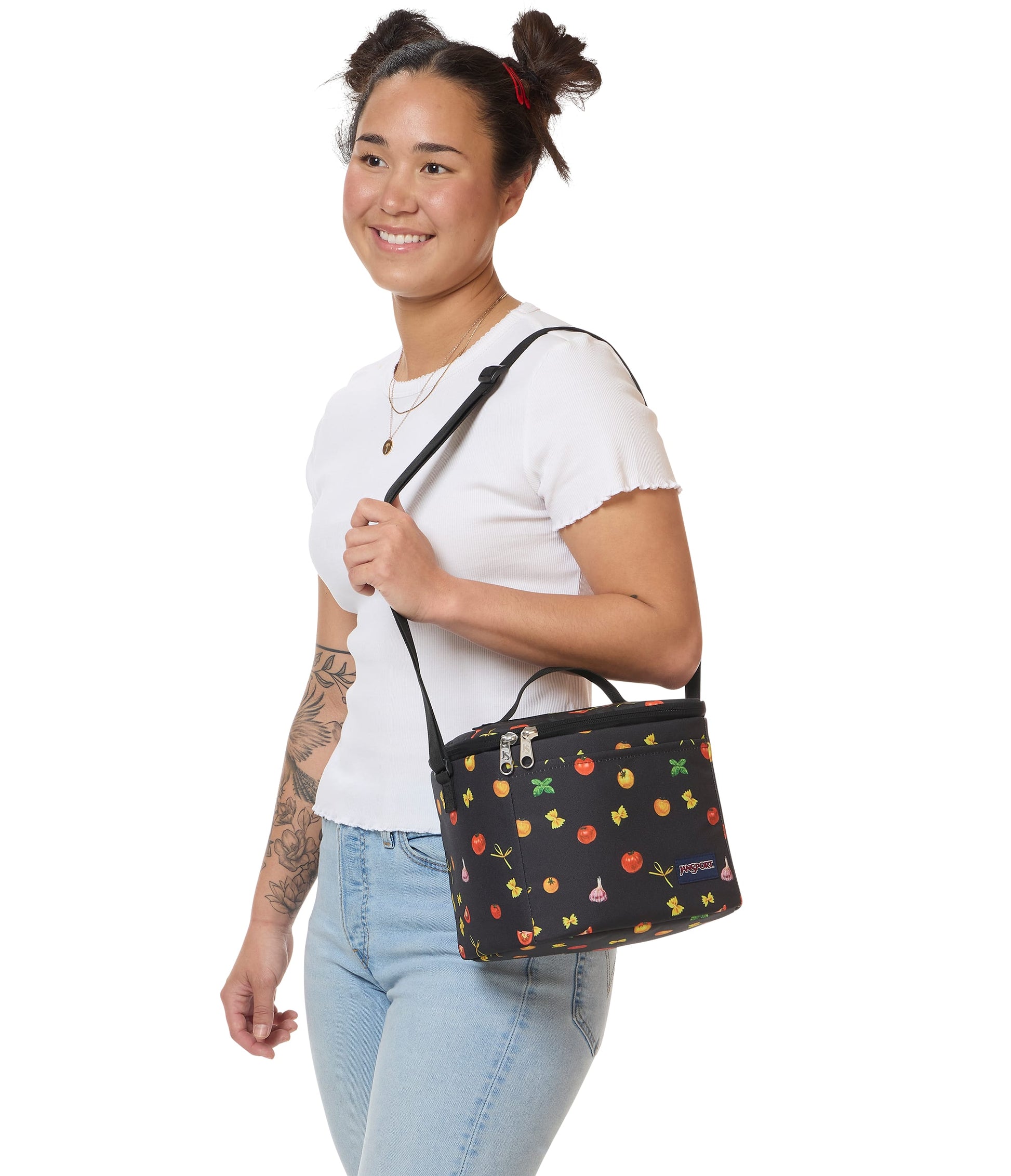 Jansport Lunch Bag Pastel Petals Black JanSport Super Snack Lunch Bag - Pastel Petals Black