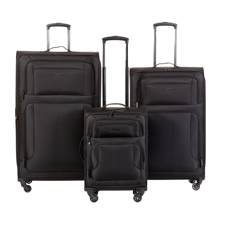 Jetstream Luggage Black Jetstream 3 Piece Spinner Expandable Luggage Set