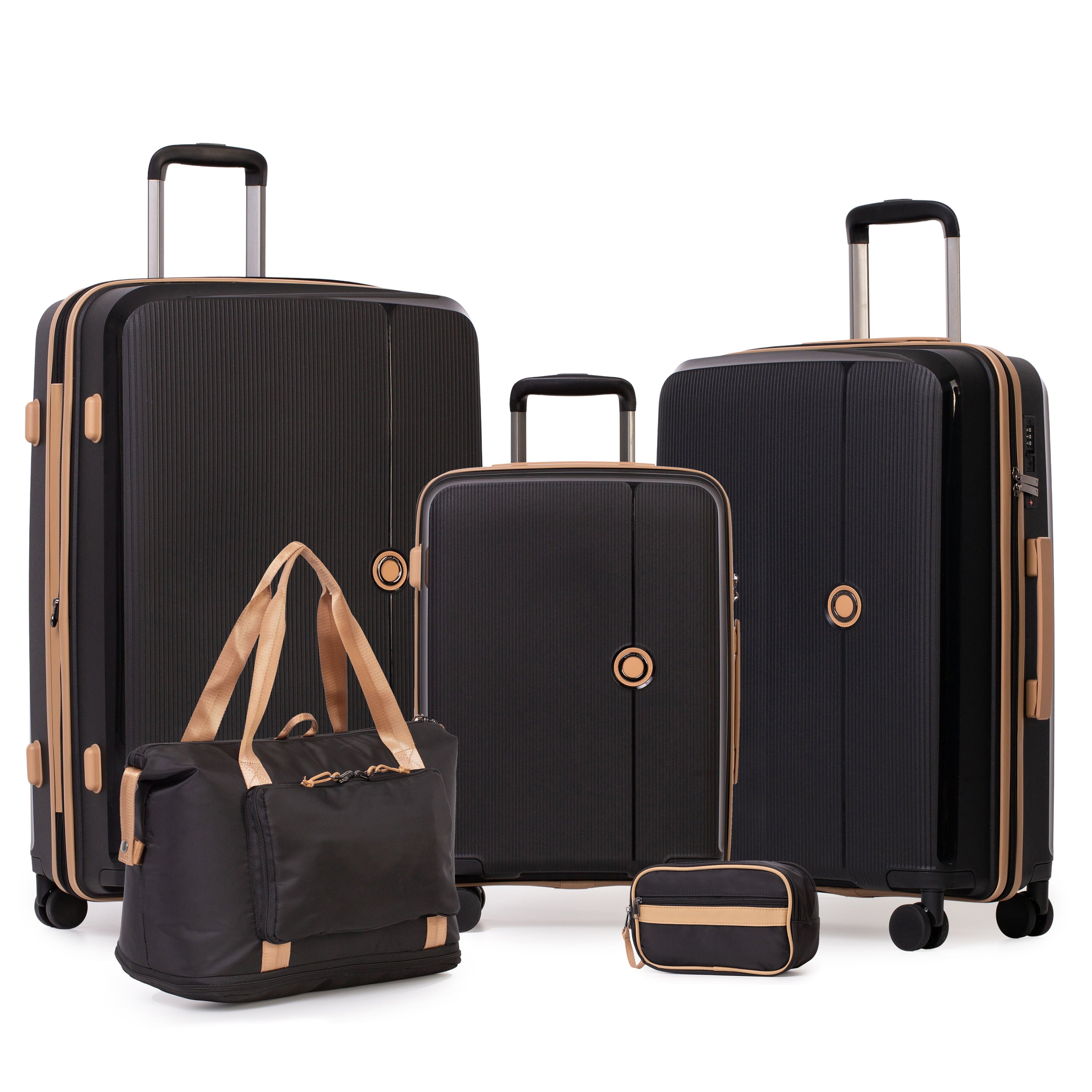 Jetstream Luggage Black/Tan Jetstream Signature Series 5-Piece Luggage Set