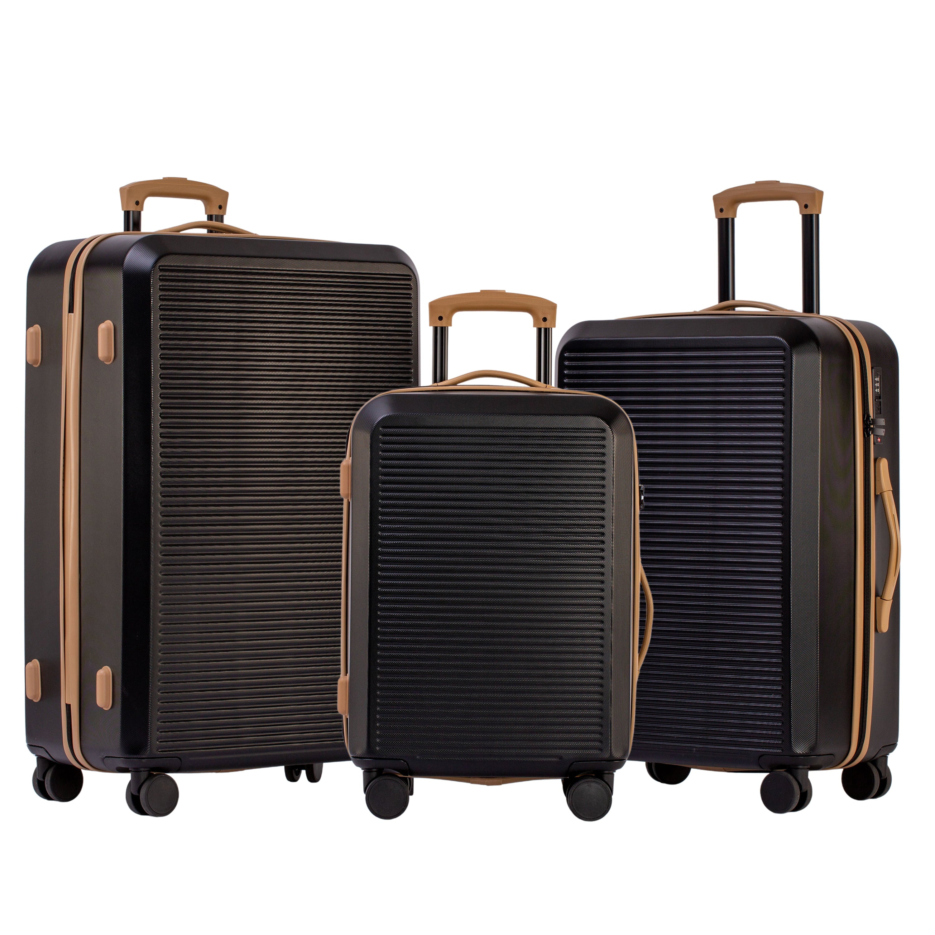 Jetstream Luggage Black/Tan Jetstream Studio Collection 3-Piece Luggage Set