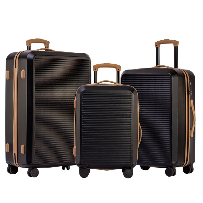 Jetstream Luggage Black/Tan Jetstream Studio Collection 3-Piece Luggage Set