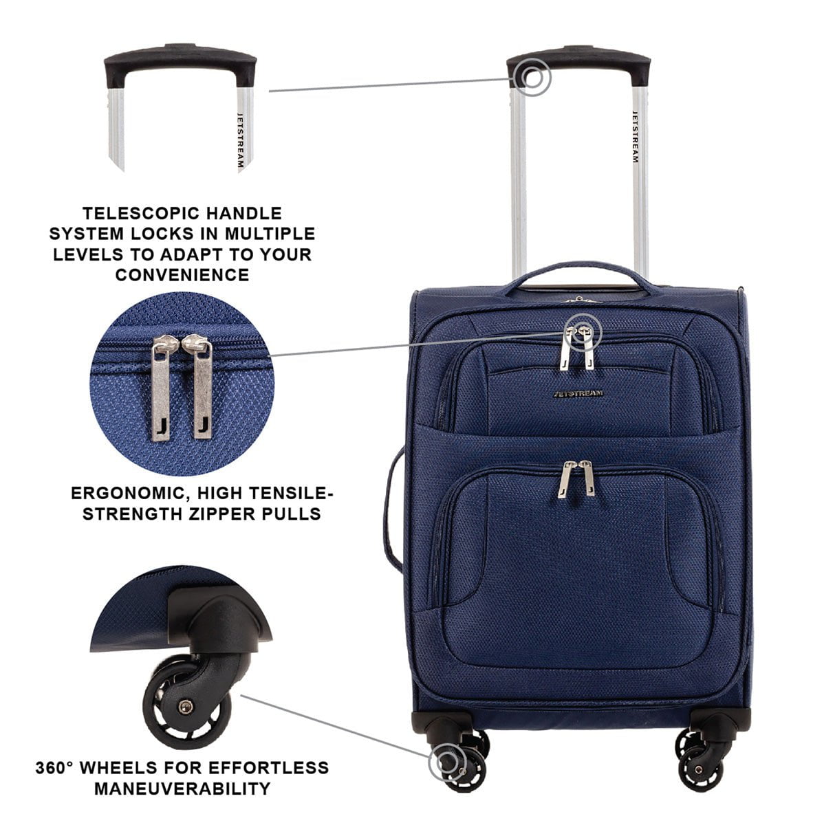 Jetstream Luggage Jetstream 20 Inch Lightweight Spinner Luggage Carry-On Luggage
