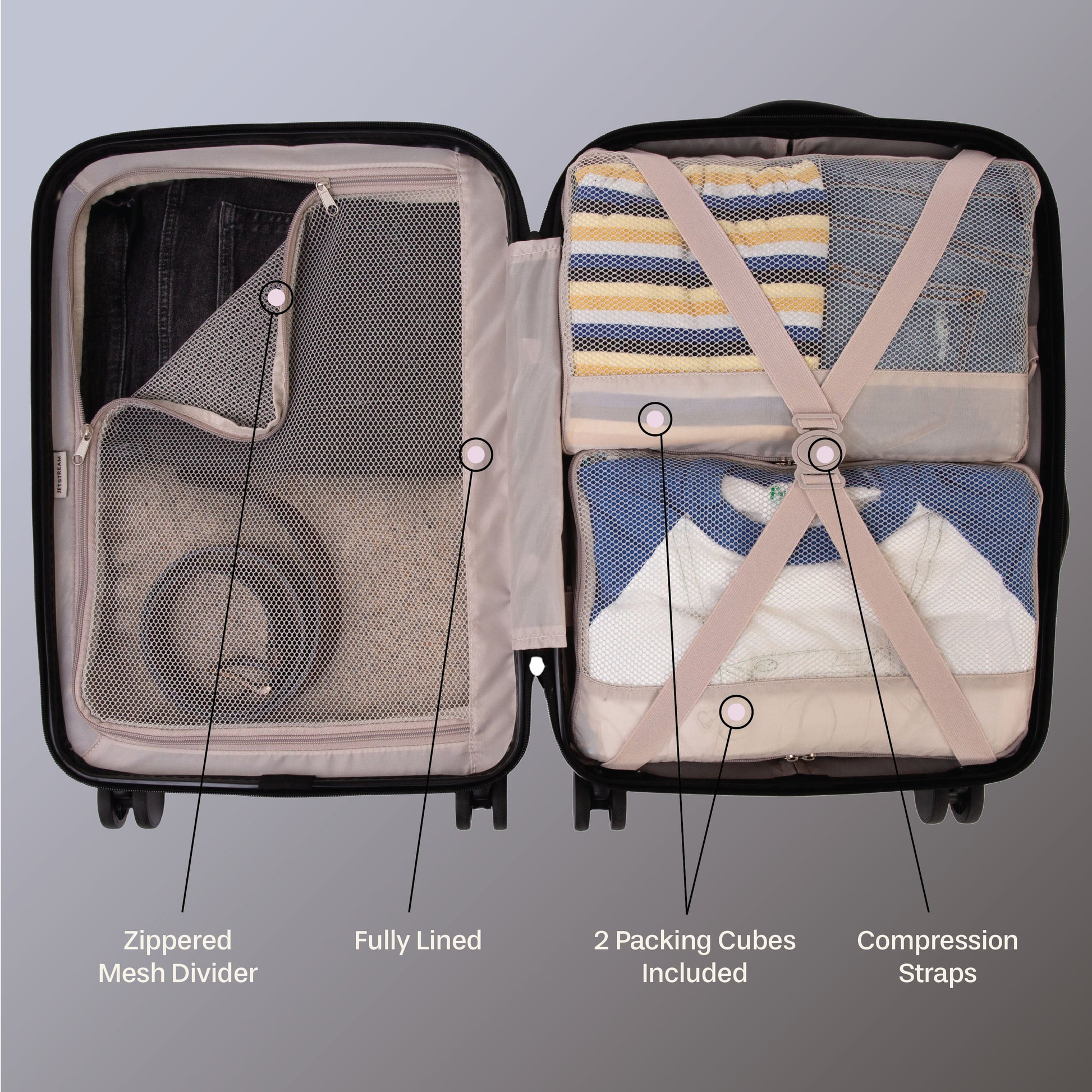 Jetstream Luggage Jetstream 3-Piece Carry-On Luggage & Packing Cube Set
